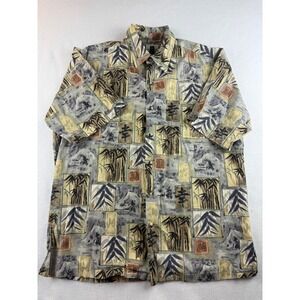 Tori Richard Honolulu Short Sleeve Button Up Asian‎ Bamboo Print Shirt